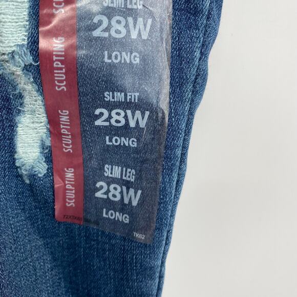 Lee Jeans Women’s 28W Long Elastic Waist Slim Leg Slightly Distressed - Picture 9 of 10